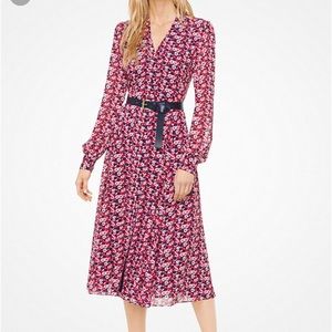 Michael Kors Red Floral Midi Dress
